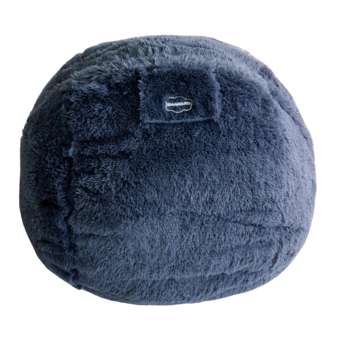 Pouf géant Bananair en fourrure grise, forme ronde