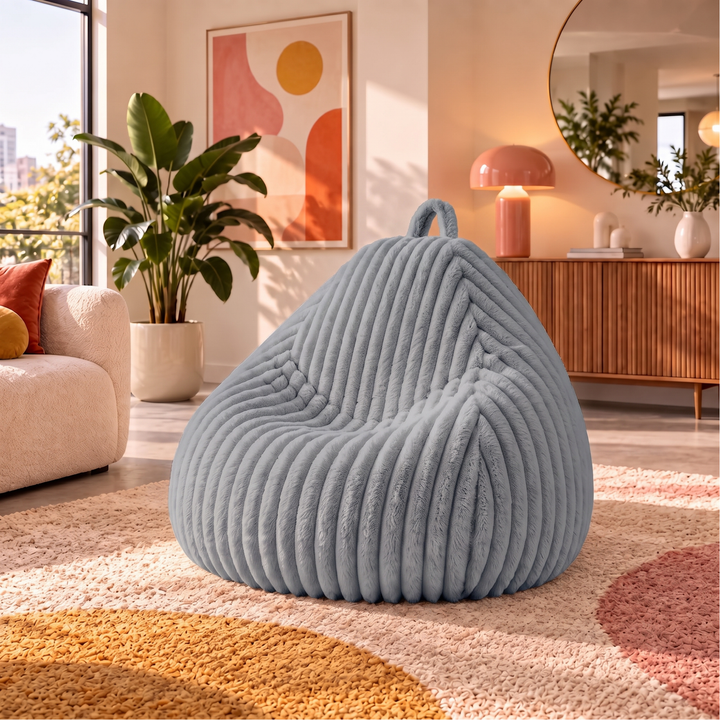 Pouf Poire Fourrure Côtelée Déhoussable - 120x100 Cm
