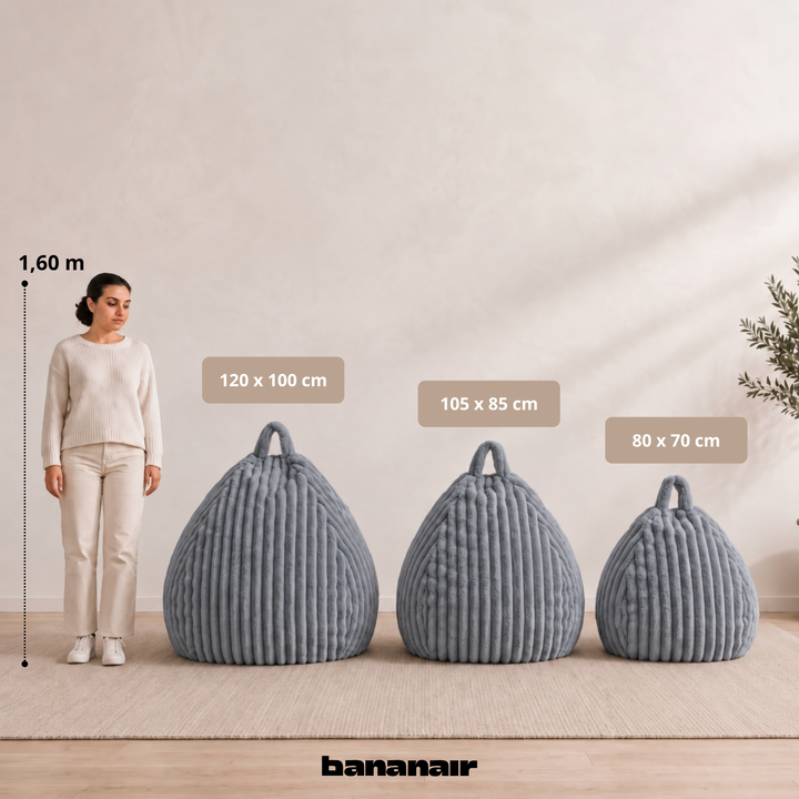 Pouf Poire Fourrure Côtelée Déhoussable - 120x100 Cm