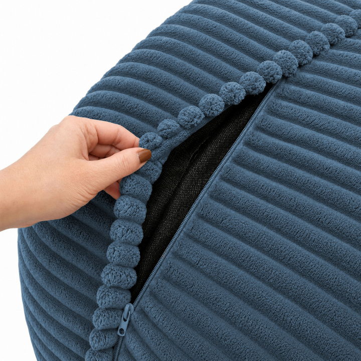 Pouf XXL En Velours Côtelé Déhoussable - 110 X 100 Cm + Repose-Pieds
