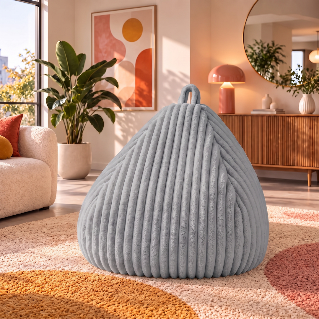 Pouf Poire Fourrure Côtelée Déhoussable - 120x100 Cm