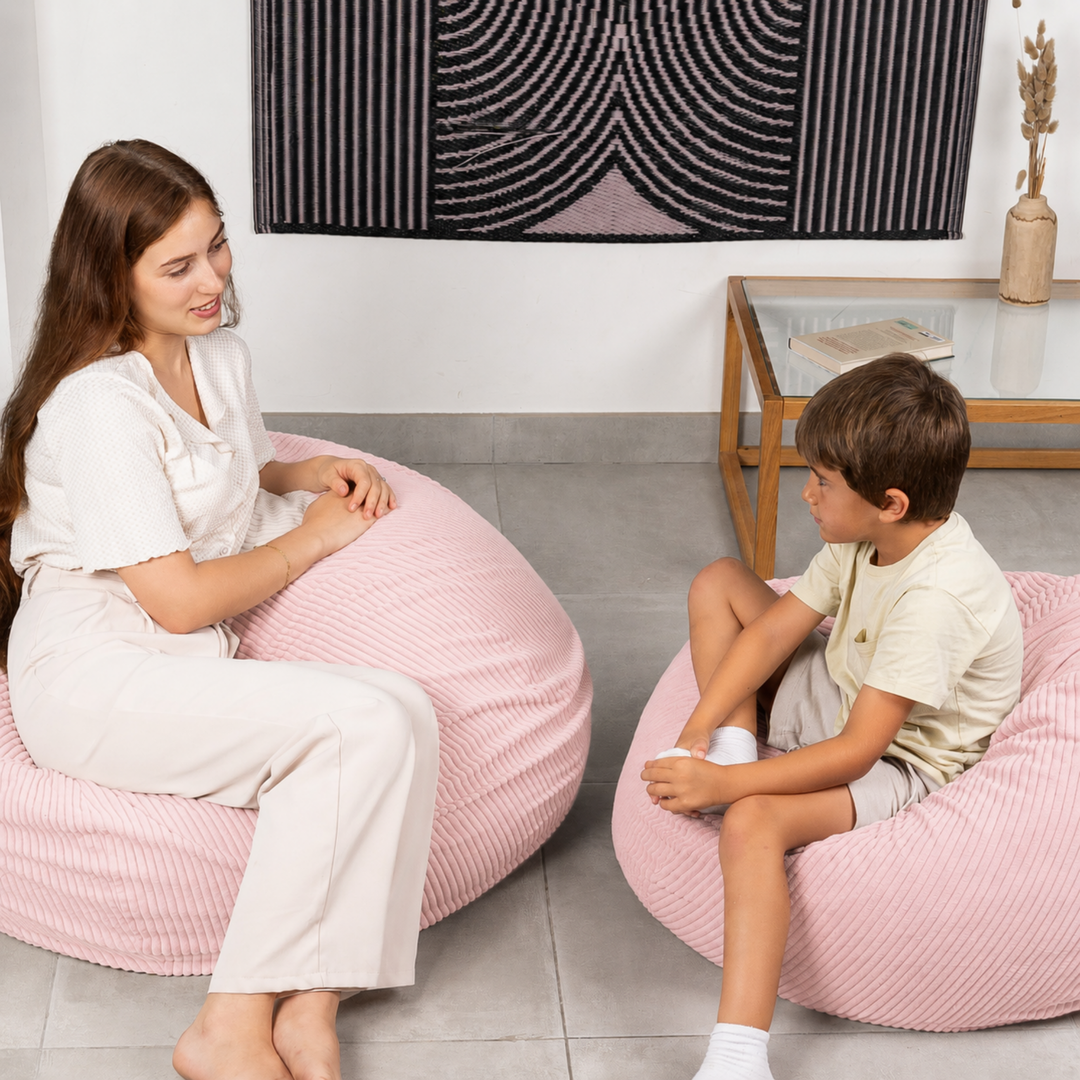 Pouf Poire Velours Côtelé Déhoussable - 120x100 Cm