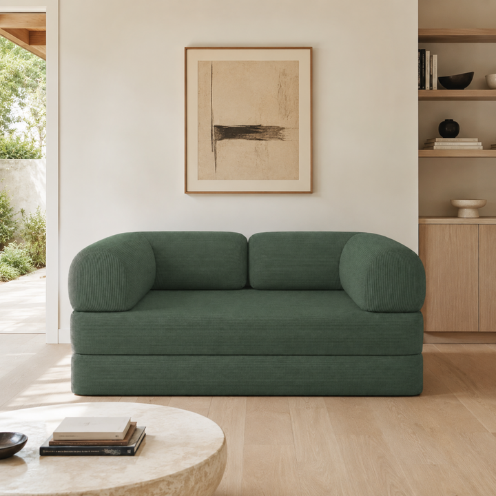 Canapé Lit Compressé Modulable 2 Places Velours Côtelé - 90 X 180 Cm