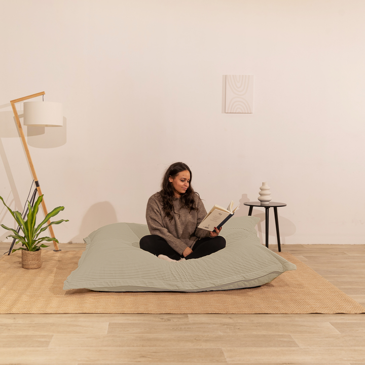 Pouf Velours Côtelé Déhoussable - 140x180 Cm