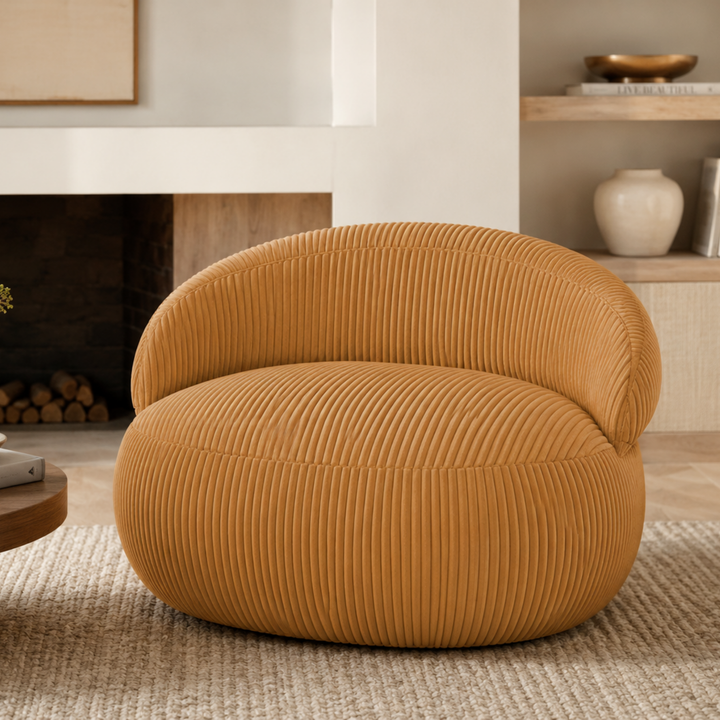 Pouf XXL Déhoussable En Velours Côtelé - 110 X 100 Cm