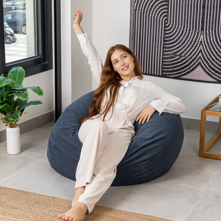 Pouf Poire Velours Côtelé Déhoussable - 105x85 Cm