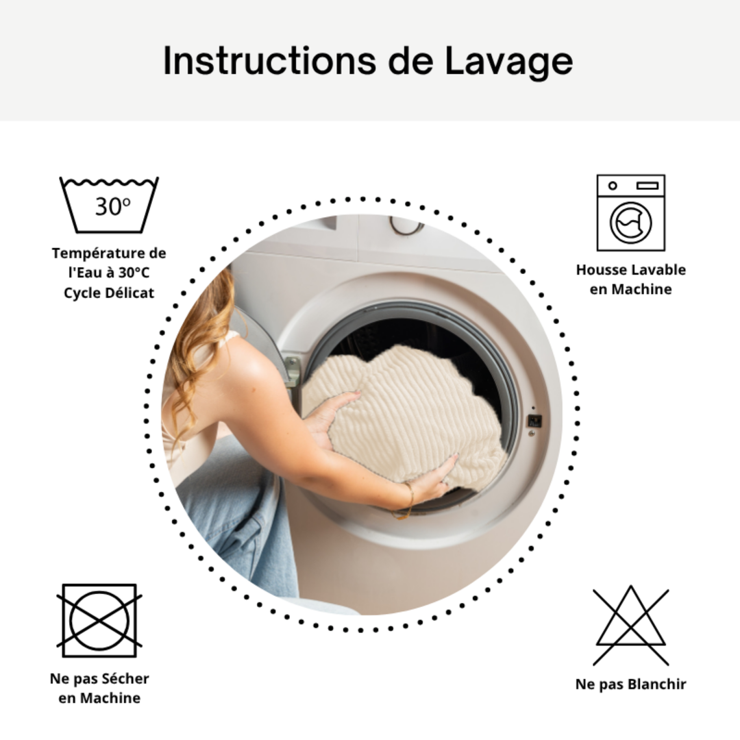 Pouf XXL En Velours Côtelé Déhoussable - 110 X 100 Cm + Repose-Pieds