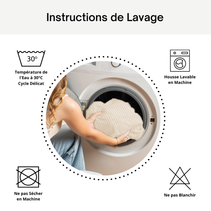 Pouf XXL En Velours Côtelé Déhoussable - 110 X 100 Cm + Repose-Pieds