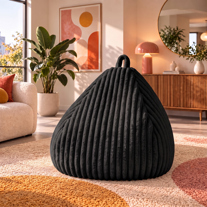 Pouf Poire Fourrure Côtelée Déhoussable - 120x100 Cm