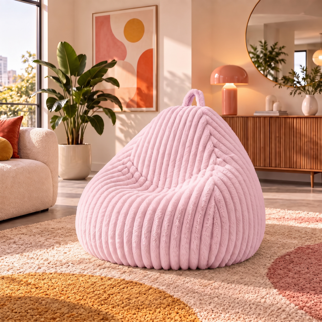 Pouf Poire Fourrure Côtelée Déhoussable - 120x100 Cm