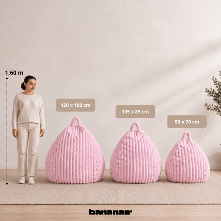 Pouf Poire Fourrure Côtelée Déhoussable - 120x100 Cm