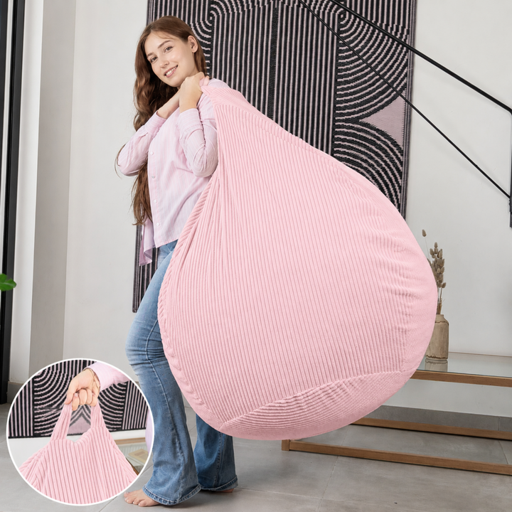 Pouf Poire Velours Côtelé Déhoussable - 120x100 Cm