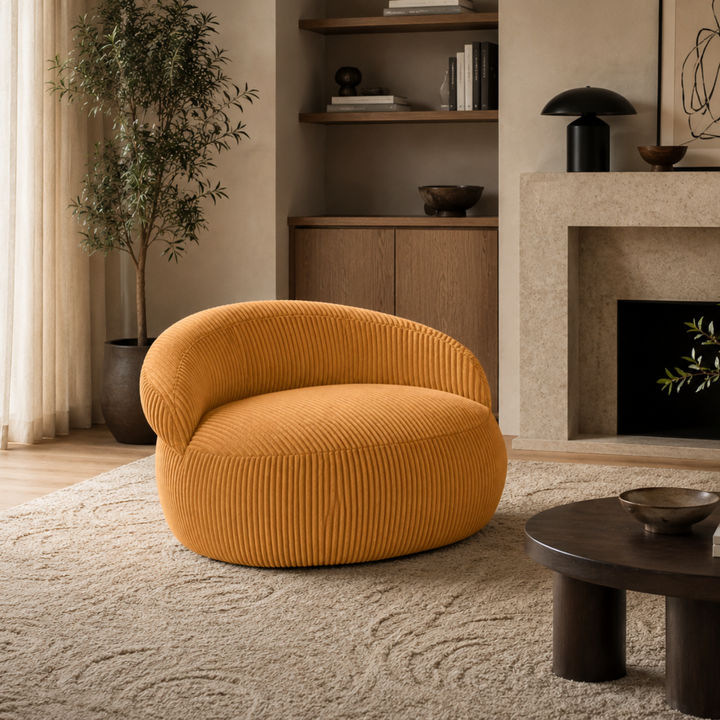 Pouf XXL Déhoussable En Velours Côtelé - 110 X 100 Cm