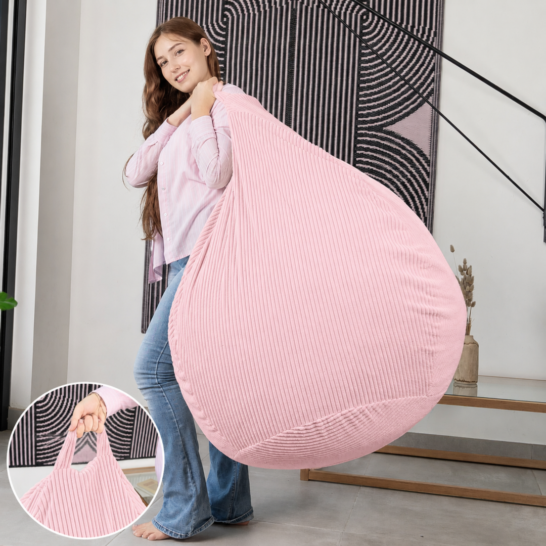 Pouf Poire Velours Côtelé Déhoussable - 80x70 Cm