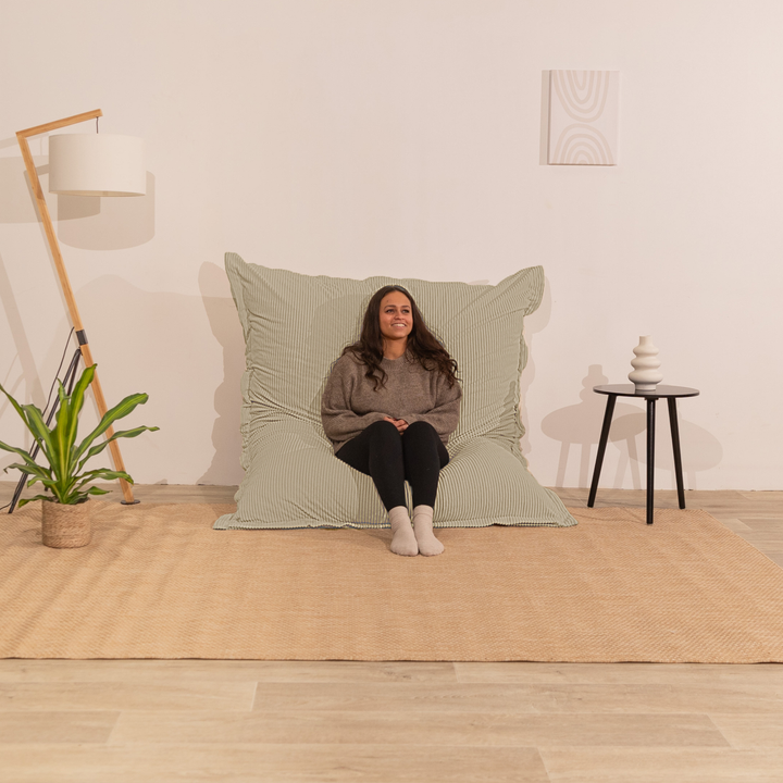 Pouf Velours Côtelé Déhoussable - 140x180 Cm