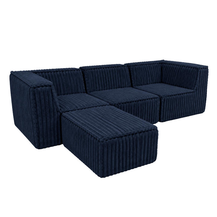 Canapé modulable 3 places déhoussable avec méridienne - Fourrure côtelée - 90x262 cm
