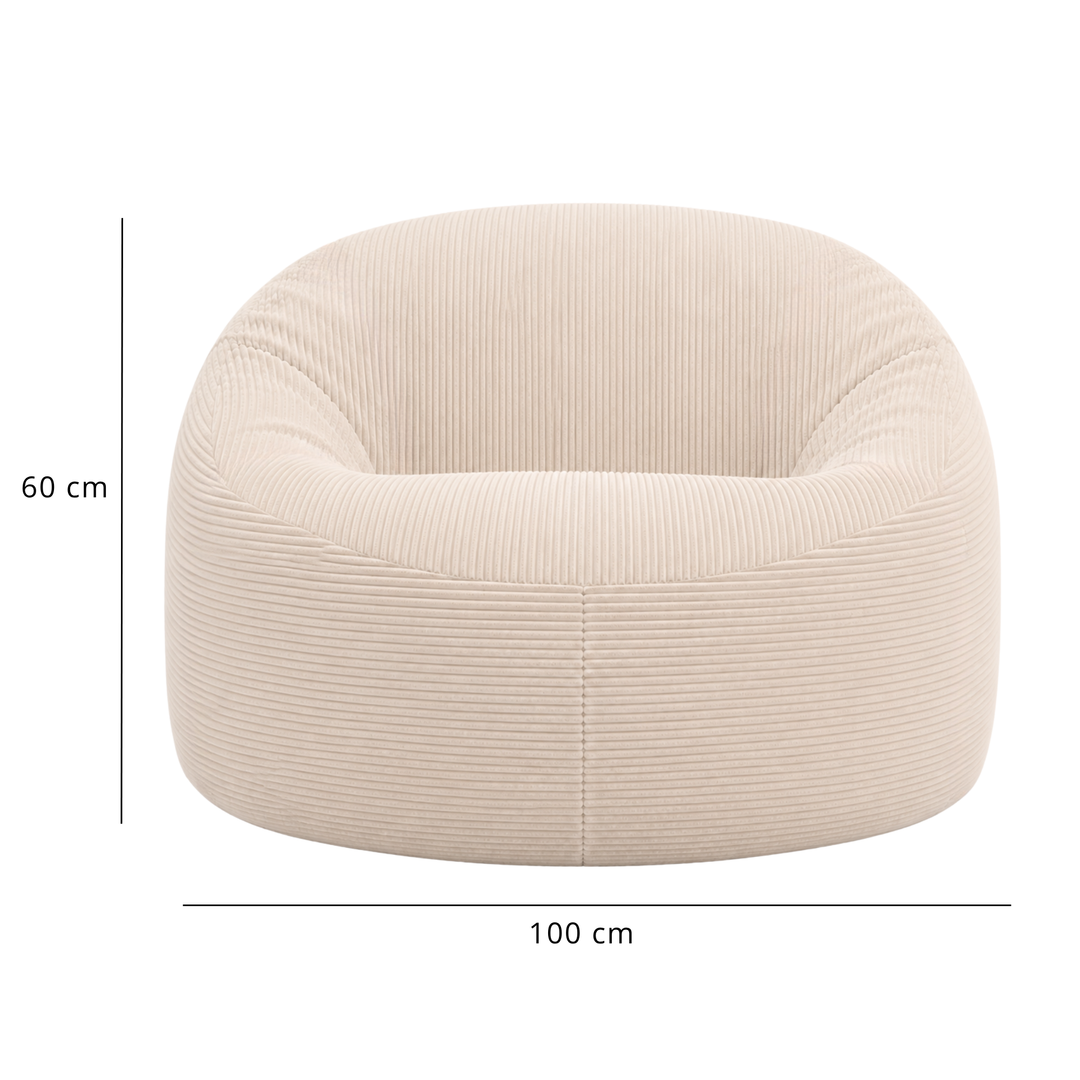 Pouf déhoussable Velours Côtelé Épais - 100cm