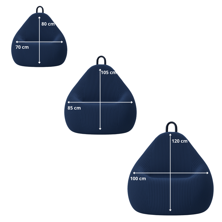 Pouf Poire Velours Côtelé Déhoussable - 105x85 Cm