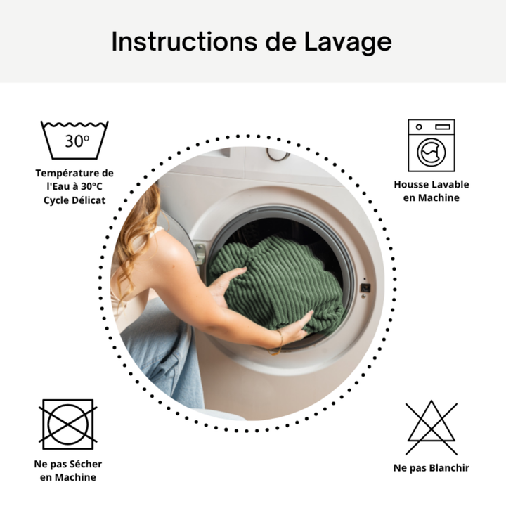 Pouf XXL En Velours Côtelé Déhoussable - 110 X 100 Cm + Repose-Pieds
