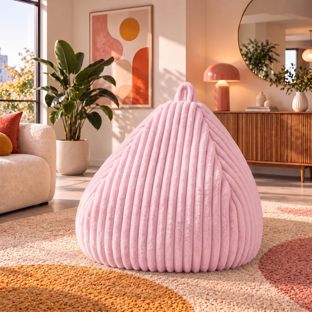 Pouf Poire Fourrure Côtelée Déhoussable - 120x100 Cm