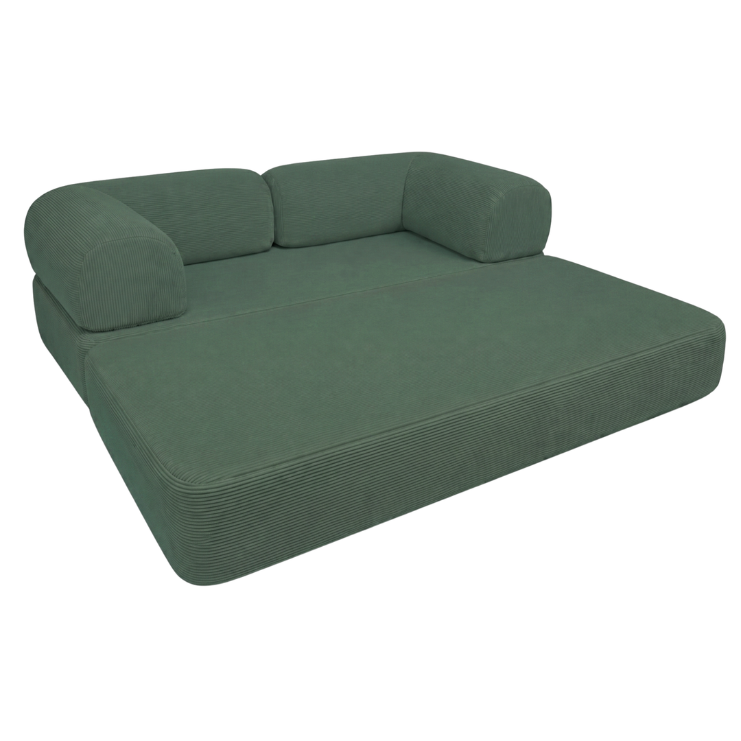 Canapé Lit Compressé Modulable 2 Places Velours Côtelé - 90 X 180 Cm