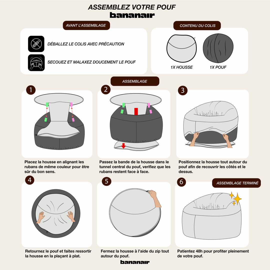 Pouf déhoussable Velours Côtelé Épais - 100cm