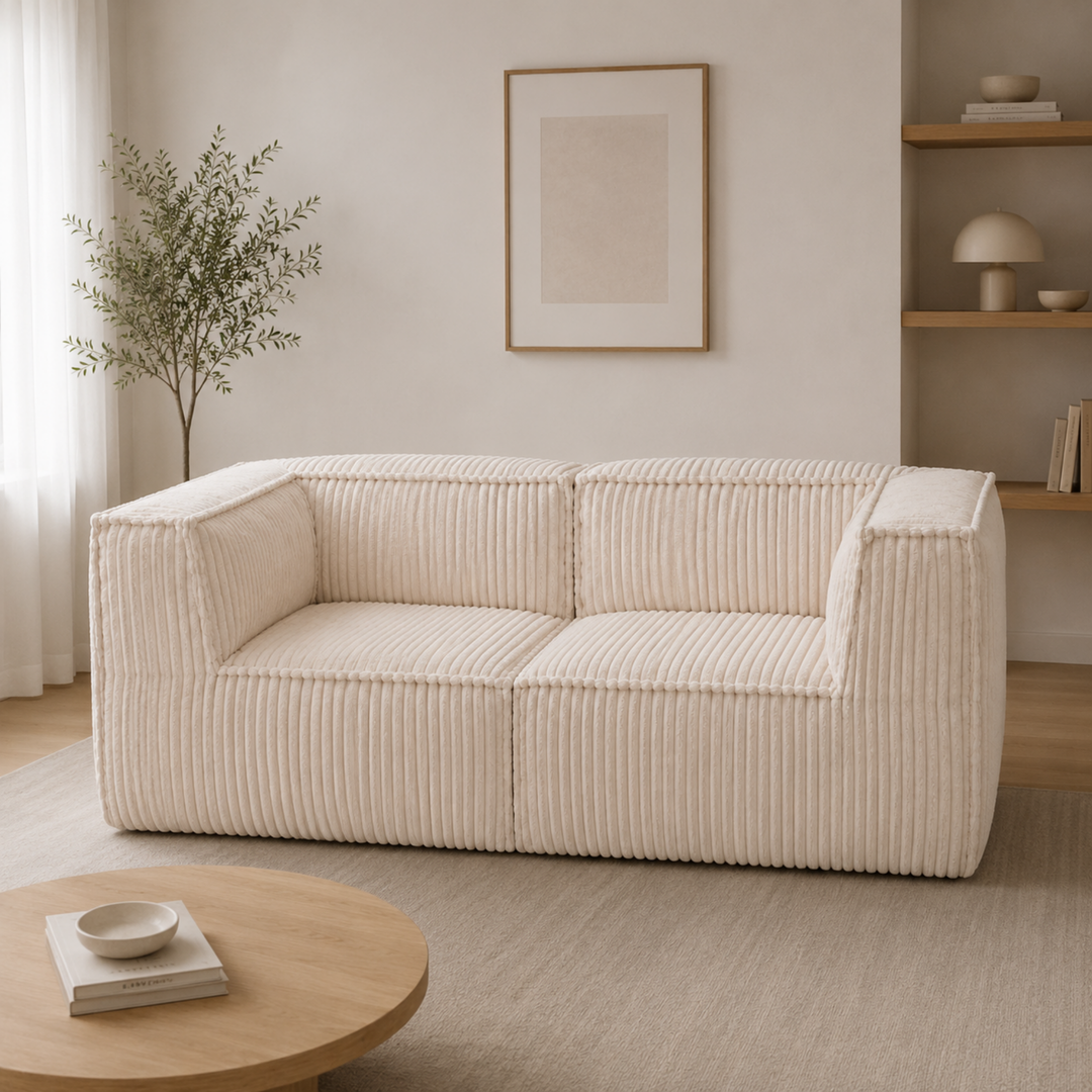 Canapé modulable 2 places déhoussable - Velours côtelé - 90x180 cm