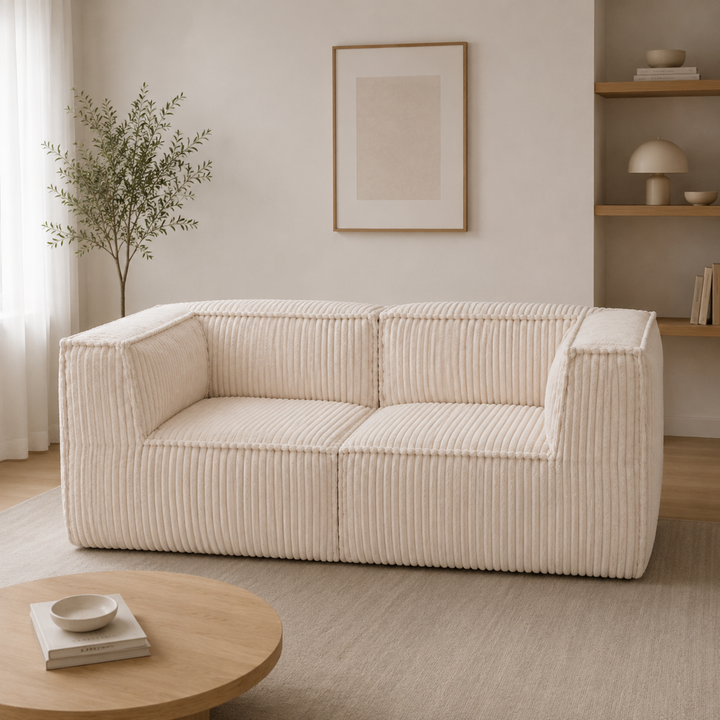 Canapé modulable 2 places déhoussable - Velours côtelé - 90x180 cm