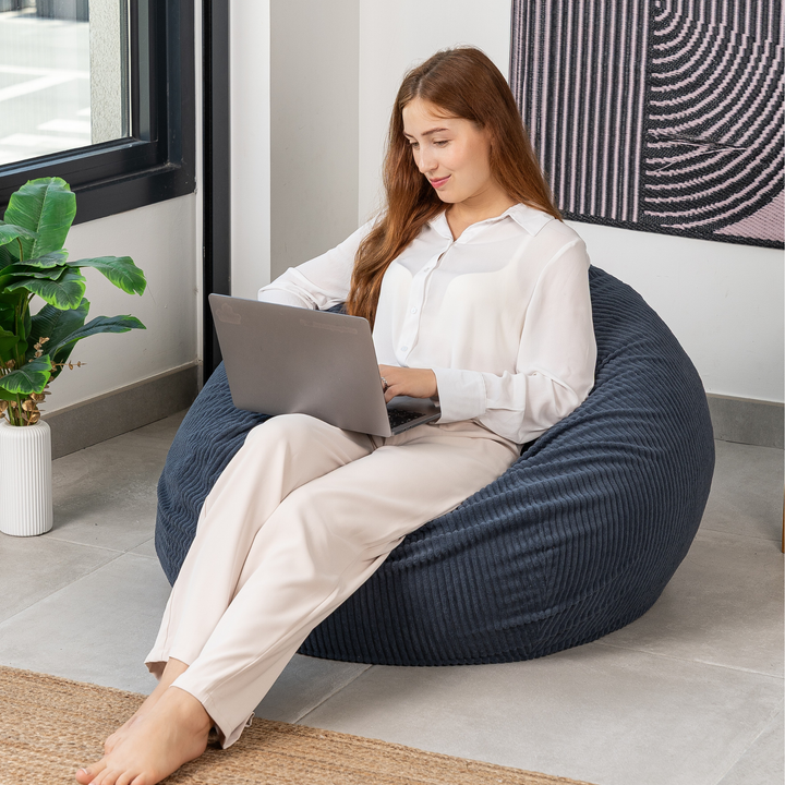 Pouf Poire Velours Côtelé Déhoussable - 105x85 Cm