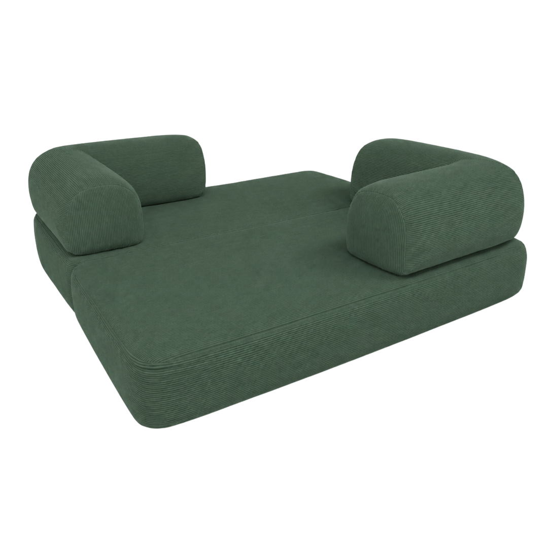 Canapé Lit Compressé Modulable 2 Places Velours Côtelé - 90 X 180 Cm