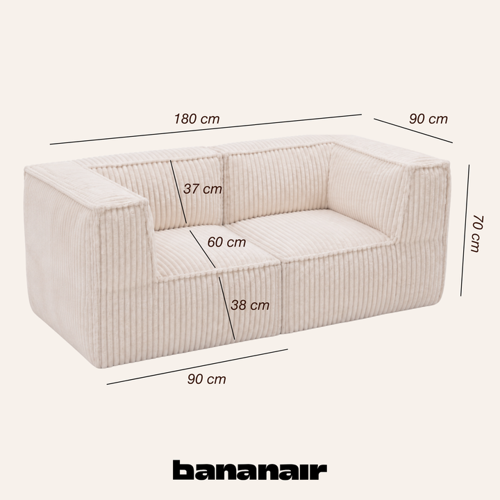 Canapé modulable 2 places déhoussable - Velours côtelé - 90x180 cm