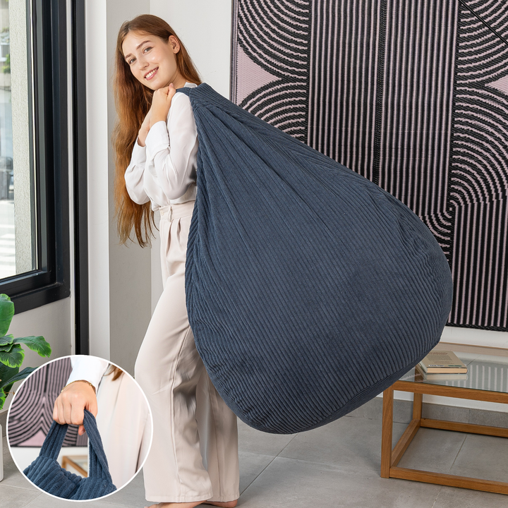 Pouf Poire Velours Côtelé Déhoussable - 105x85 Cm