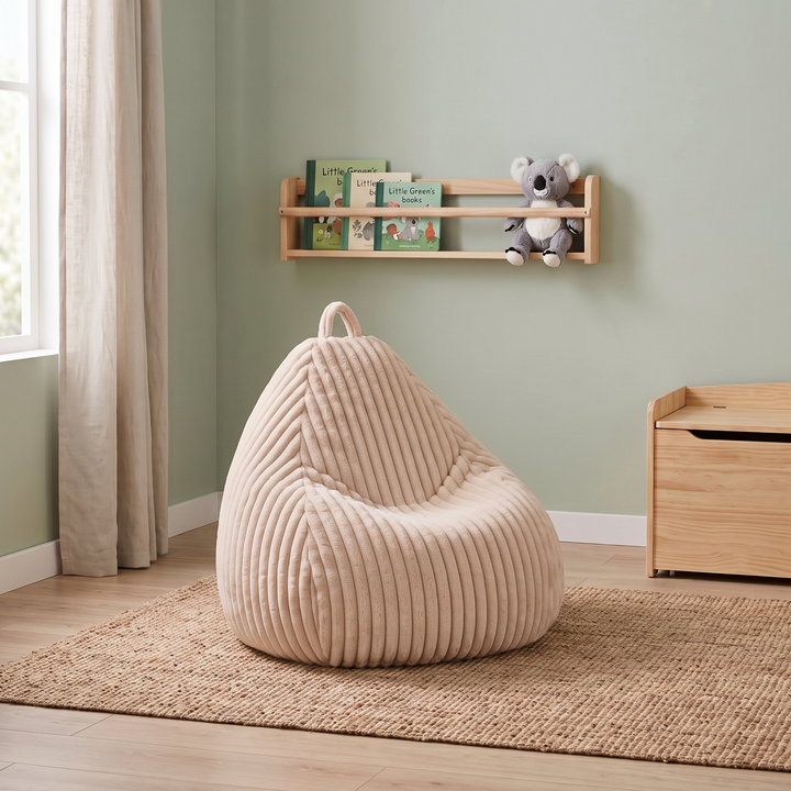 Pouf Poire Fourrure Côtelée Déhoussable - 80x70 Cm