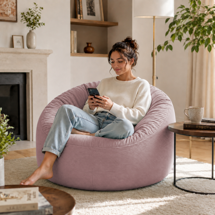 Pouf Velours Côtelé - 100 Cm