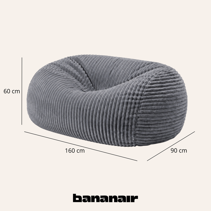 Pouf long géant déhoussable - Fourrure côtelée - 160 cm