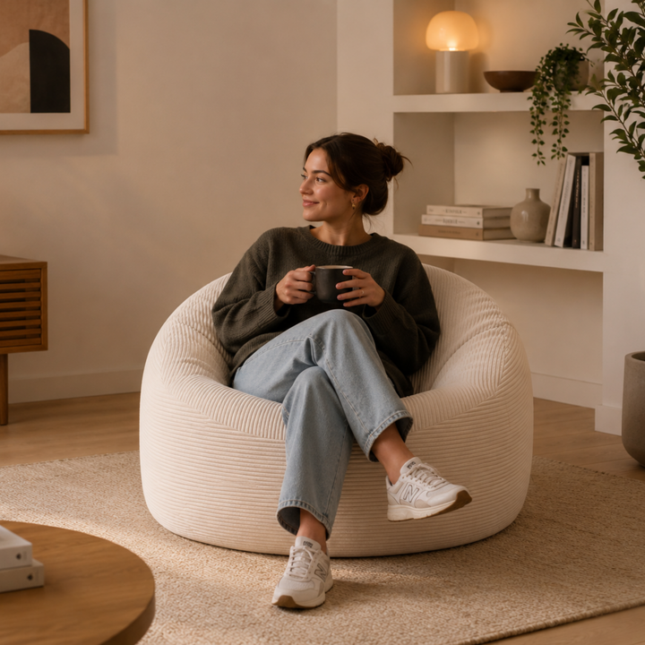 Pouf déhoussable Velours Côtelé Épais - 100cm