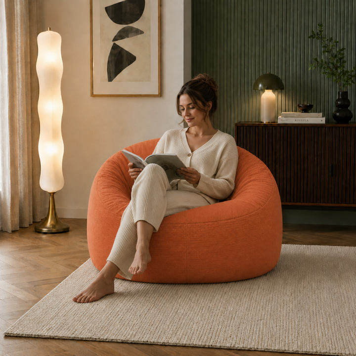 Pouf déhoussable Velours Côtelé - 100 cm