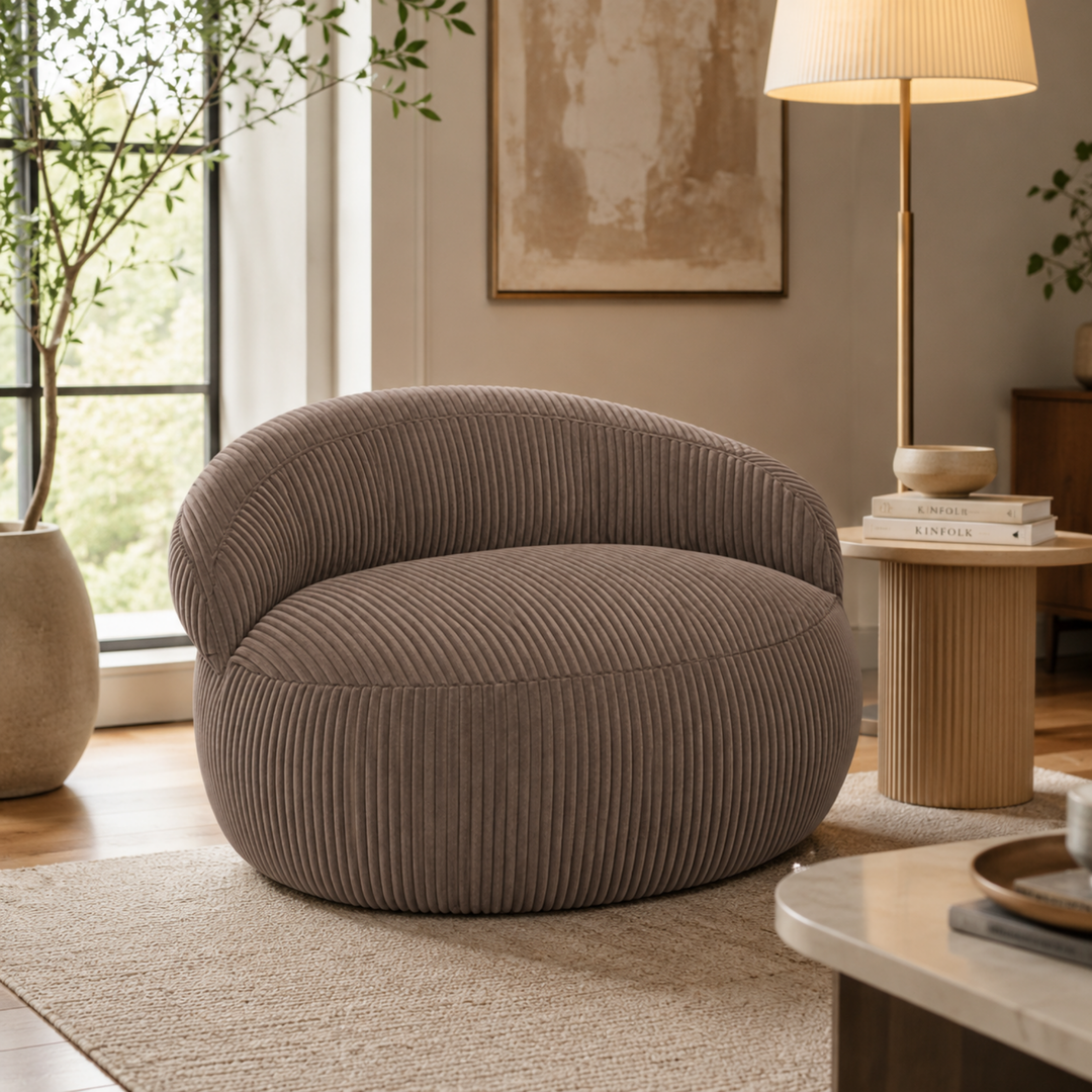 Pouf XXL Déhoussable En Velours Côtelé - 110 X 100 Cm