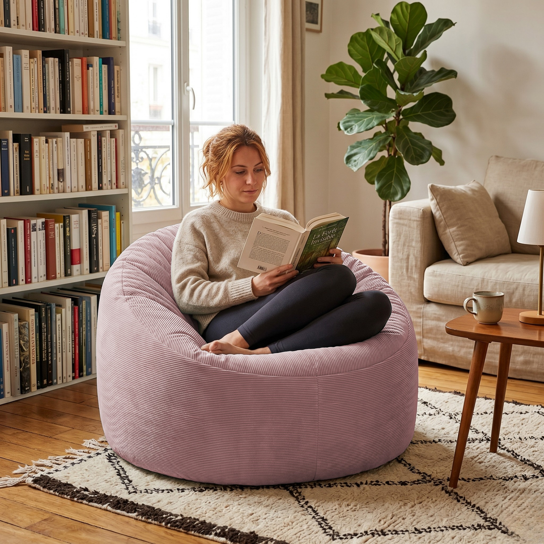 Pouf Velours Côtelé - 100 Cm