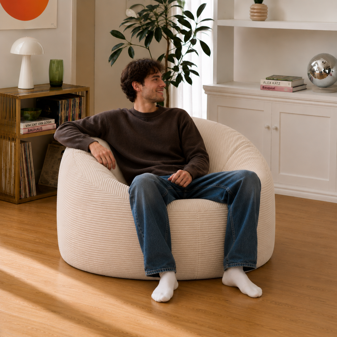 Pouf déhoussable Velours Côtelé Épais - 100cm