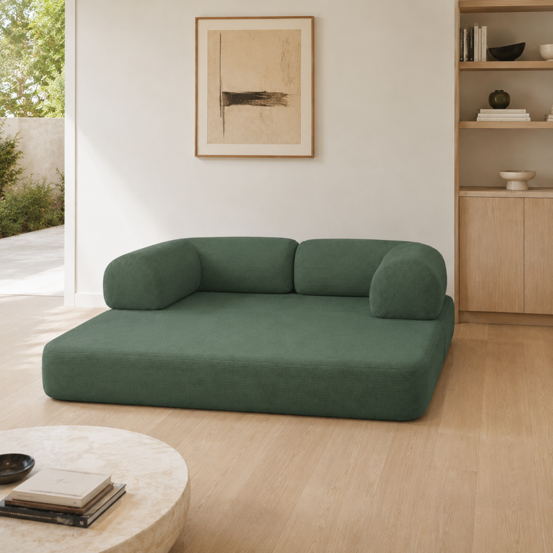 Canapé Lit Compressé Modulable 2 Places Velours Côtelé - 90 X 180 Cm