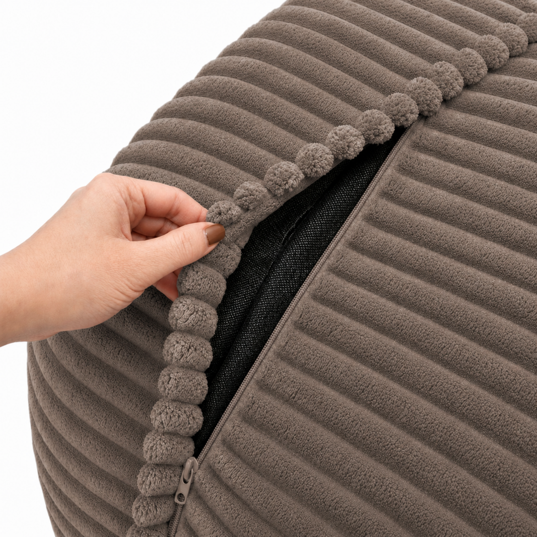 Pouf XXL Déhoussable En Velours Côtelé - 110 X 100 Cm