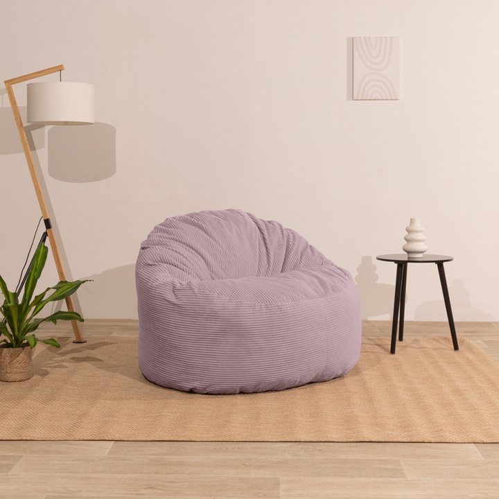 Pouf en velours côtelé épais 100 cm, violet clair