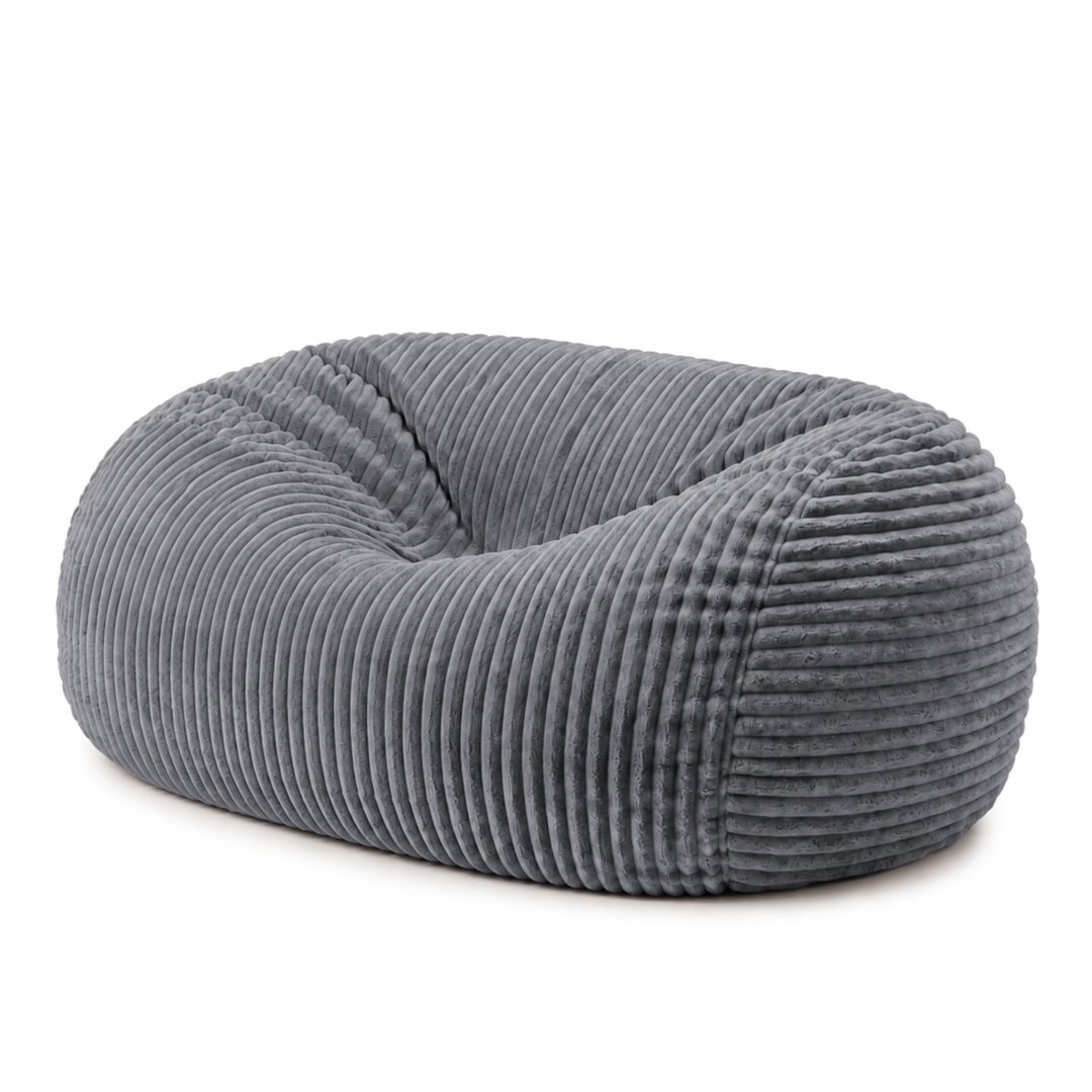 Pouf long géant déhoussable - Fourrure côtelée - 160 cm