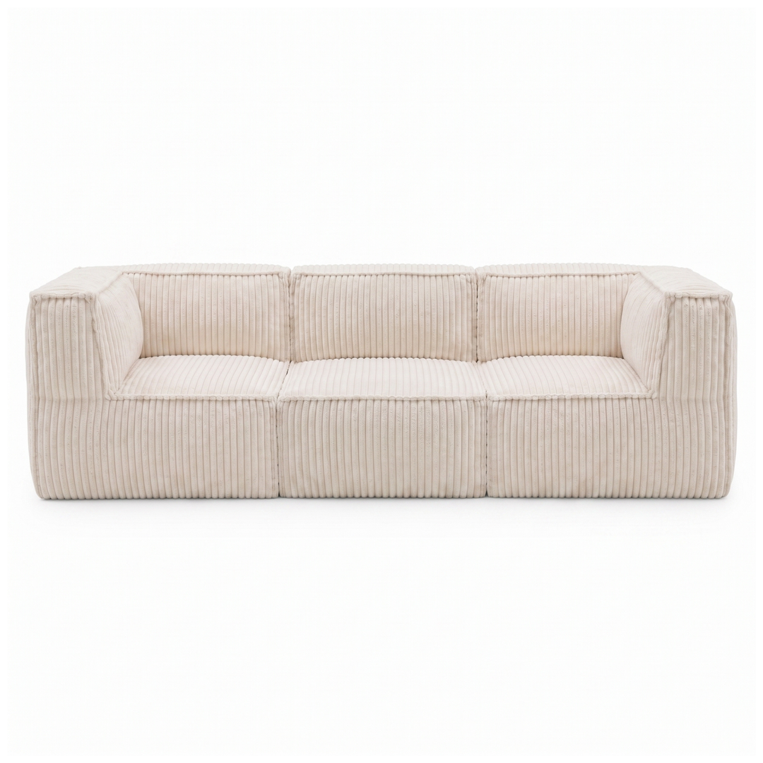 Canapé modulable 3 places déhoussable - Velours côtelé - 90x262 cm