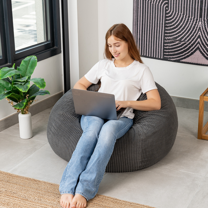Pouf Poire Velours Côtelé Déhoussable - 105x85 Cm