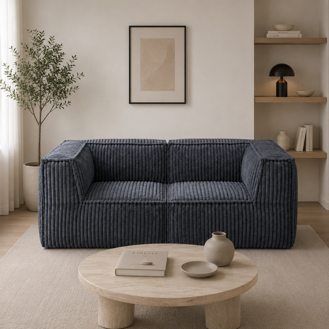 Canapé modulable 2 places déhoussable - Velours côtelé - 90x180 cm