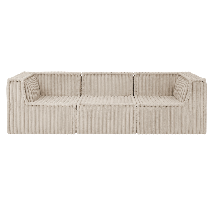 Canapé modulable 3 places déhoussable - Fourrure côtelée - 90x262 cm
