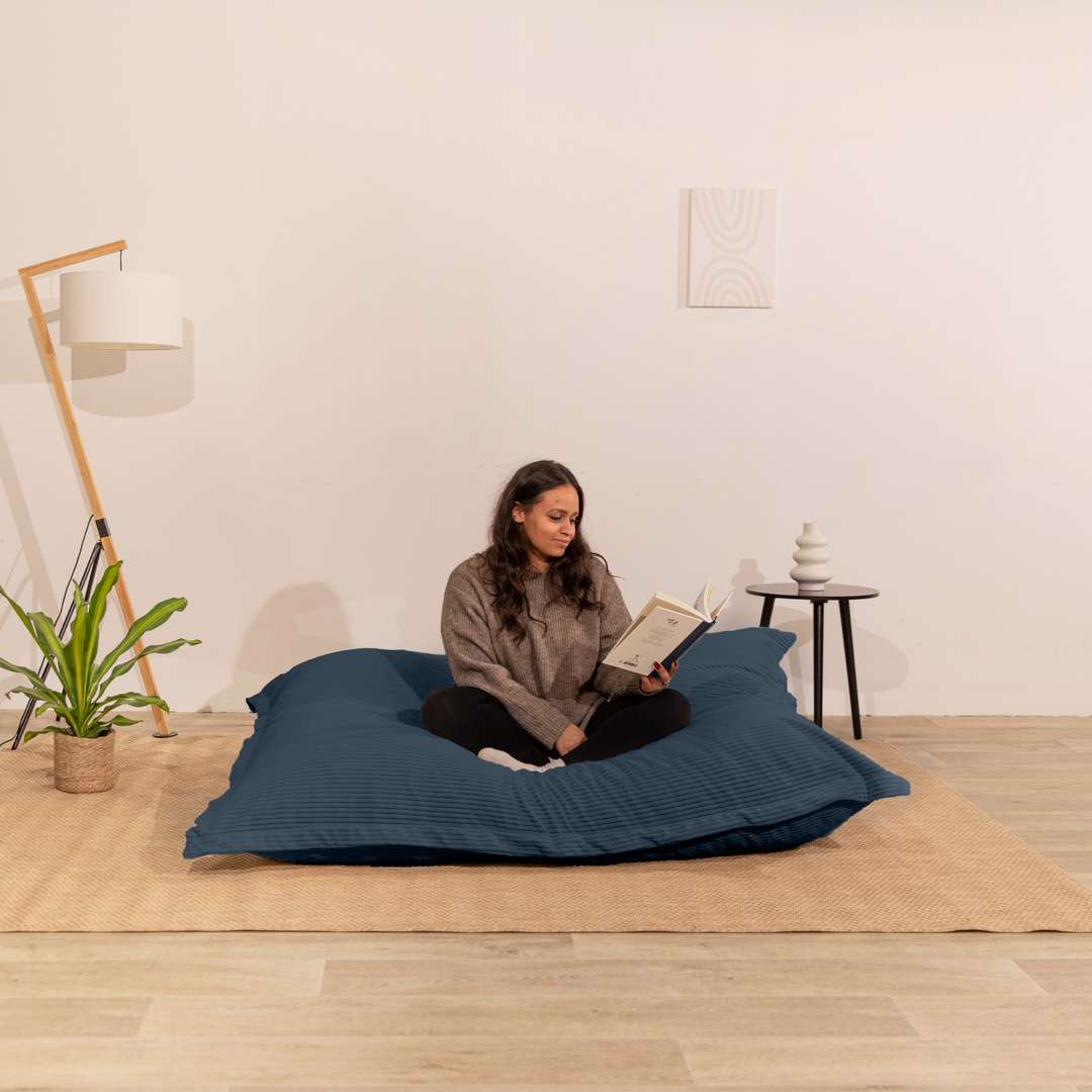 Pouf Velours Côtelé Déhoussable - 140x180 Cm
