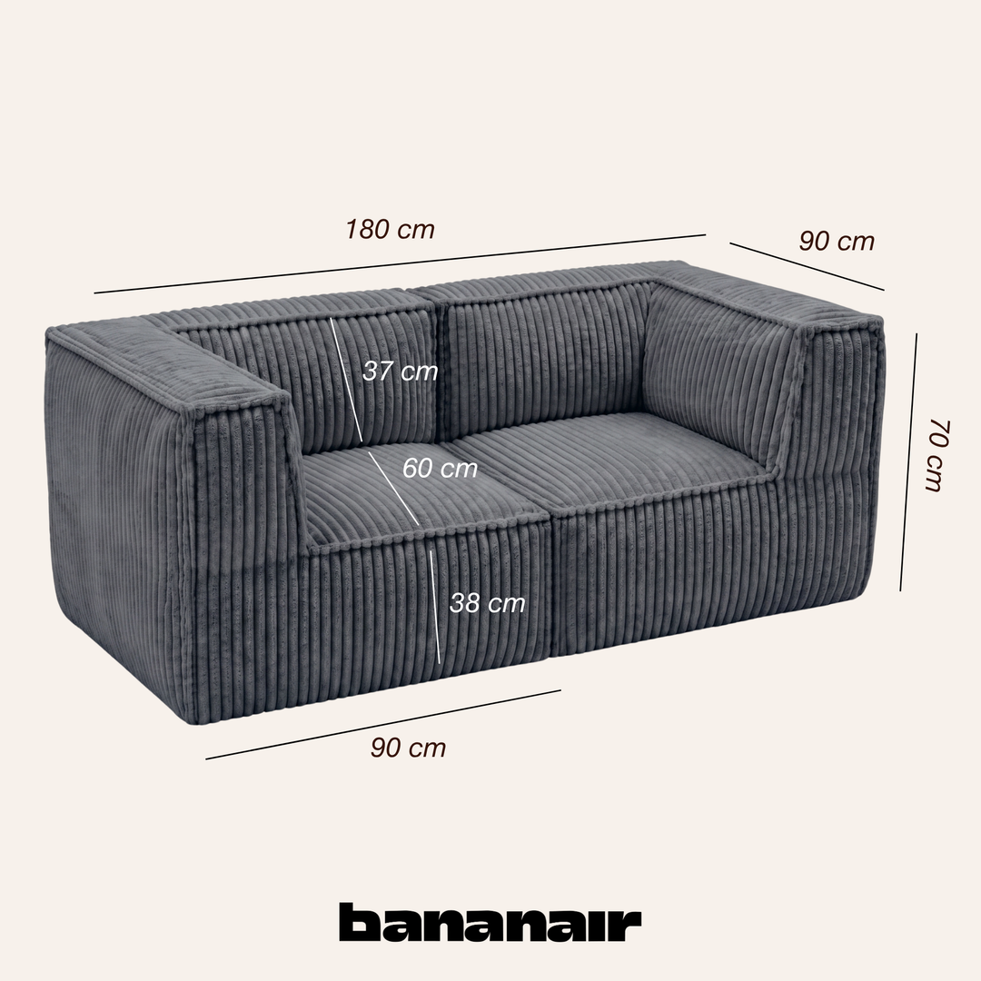 Canapé modulable 2 places déhoussable - Velours côtelé - 90x180 cm